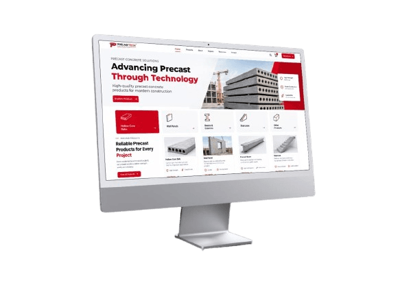 The Precast Industries catalogue on a desktop browser